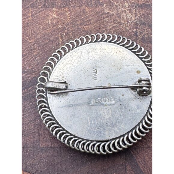 Vintage Micro Mosaic Flower Floral Pin Brooch Alpaca Italy - Picture 5 of 7